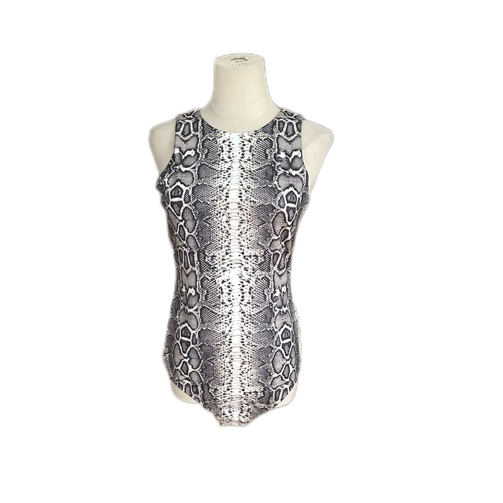 Boston Proper Snakeskin Print Bodysuit Oversized XS - Picture 3 of 16